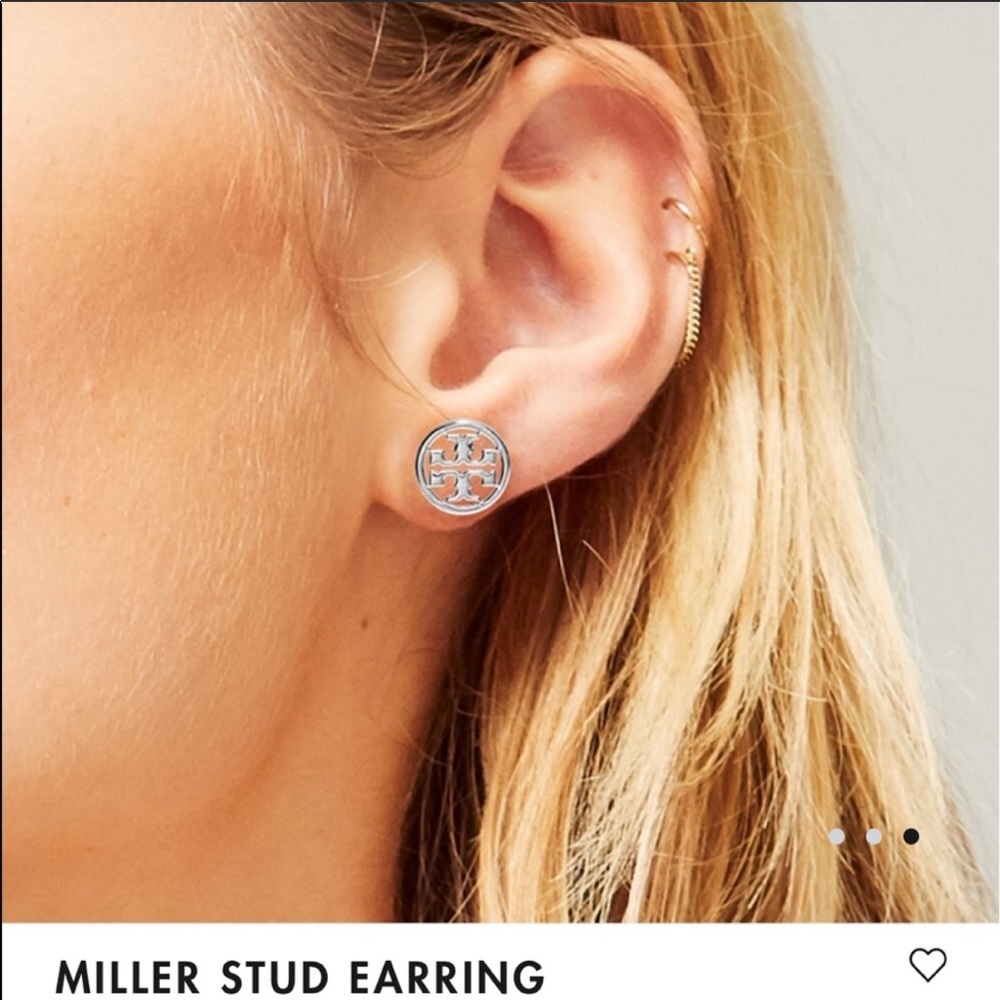 TORY BURCH MILLER STUD EARRING SILVER - Picture 5 of 7